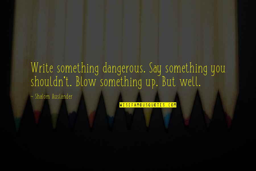 Blow Something Up Quotes By Shalom Auslander: Write something dangerous. Say something you shouldn't. Blow