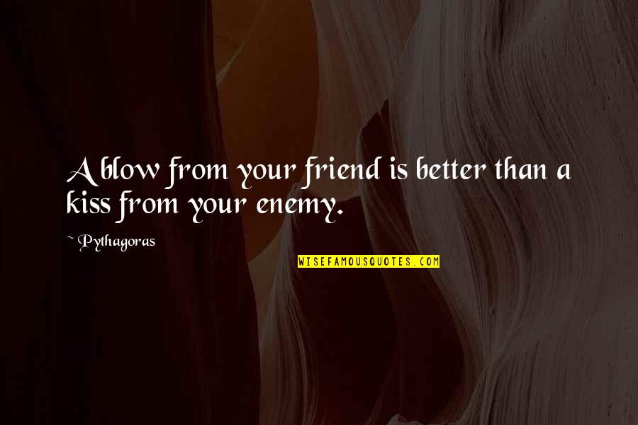 Blow You A Kiss Quotes By Pythagoras: A blow from your friend is better than