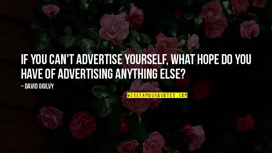 Blowhardism Quotes By David Ogilvy: If you can't advertise yourself, what hope do