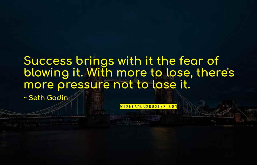 Blowing It Quotes By Seth Godin: Success brings with it the fear of blowing