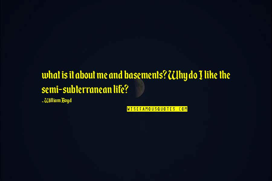 Blowy Gif Quotes By William Boyd: what is it about me and basements? Why