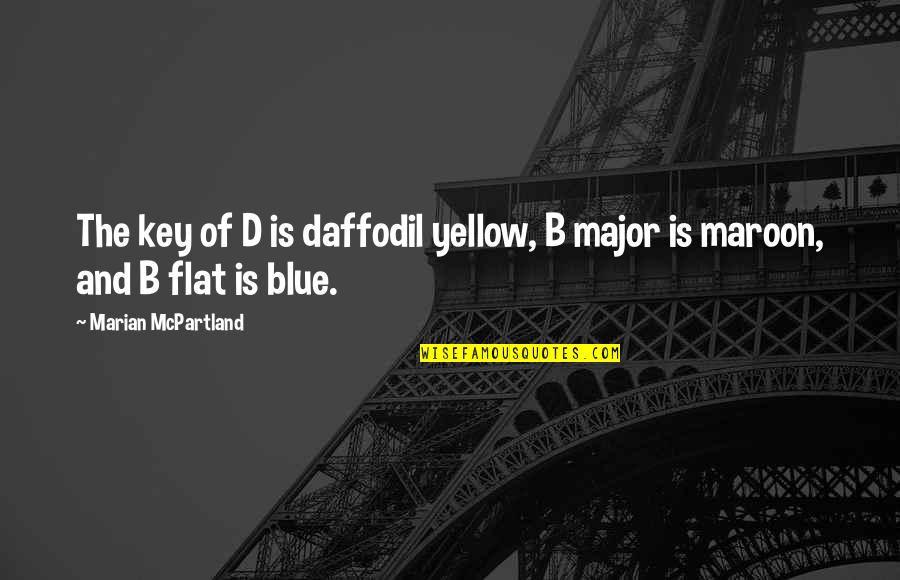Blue And Yellow Quotes By Marian McPartland: The key of D is daffodil yellow, B