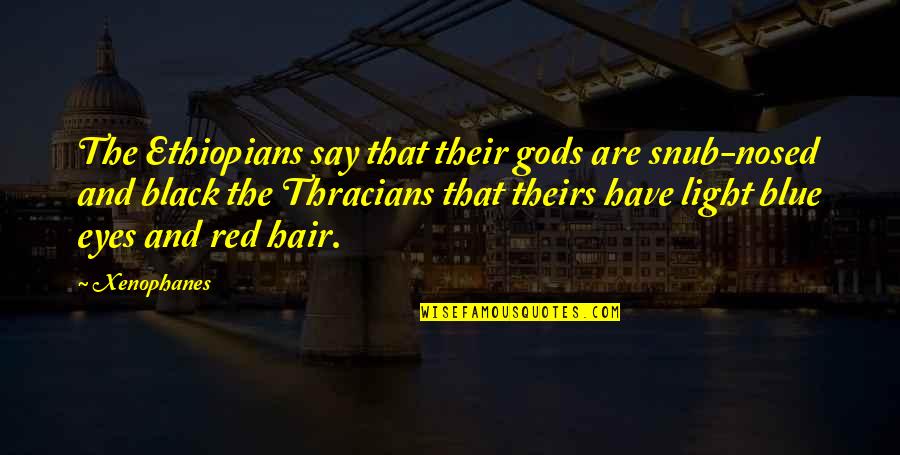 Blue Hair Quotes By Xenophanes: The Ethiopians say that their gods are snub-nosed