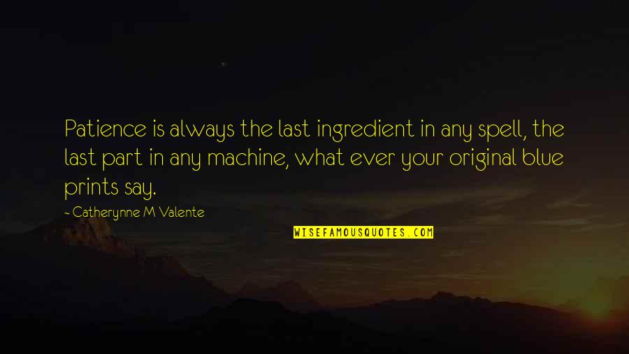 Blue M&m Quotes By Catherynne M Valente: Patience is always the last ingredient in any