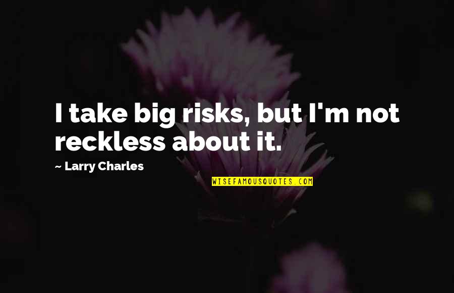 Blue Souls Quotes By Larry Charles: I take big risks, but I'm not reckless