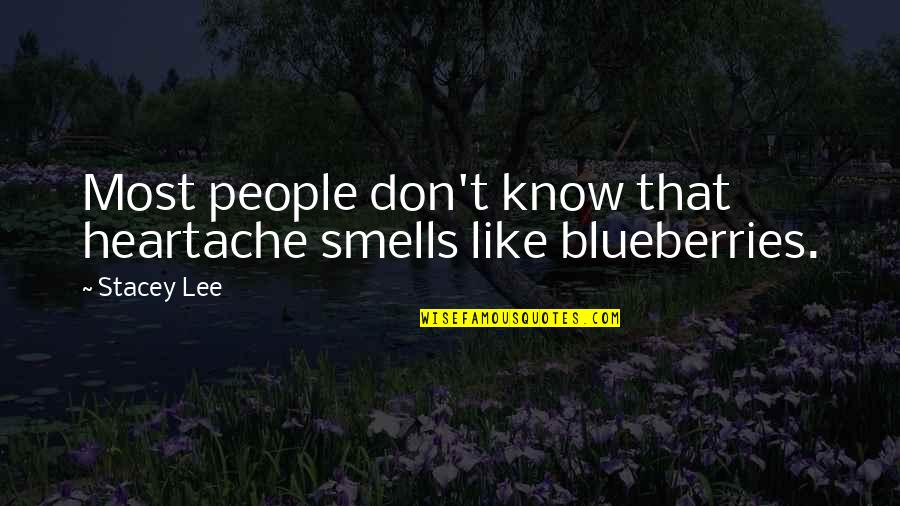 Blueberries Quotes By Stacey Lee: Most people don't know that heartache smells like