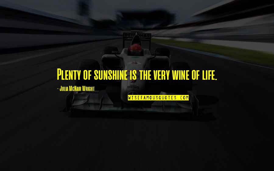 Bluepawclaw Quotes By Julia McNair Wright: Plenty of sunshine is the very wine of Bluepawclaw Quotes By Julia McNair Wright: Plenty of sunshine is the very wine of