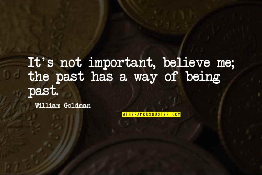 Blumentritt Lrt Quotes By William Goldman: It's not important, believe me; the past has Blumentritt Lrt Quotes By William Goldman: It's not important, believe me; the past has