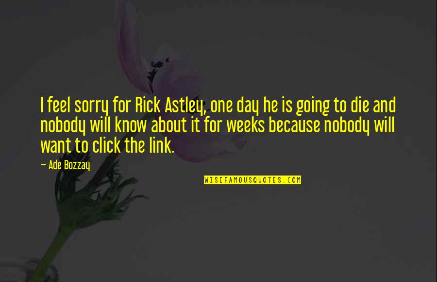 Blunder Days Quotes By Ade Bozzay: I feel sorry for Rick Astley, one day