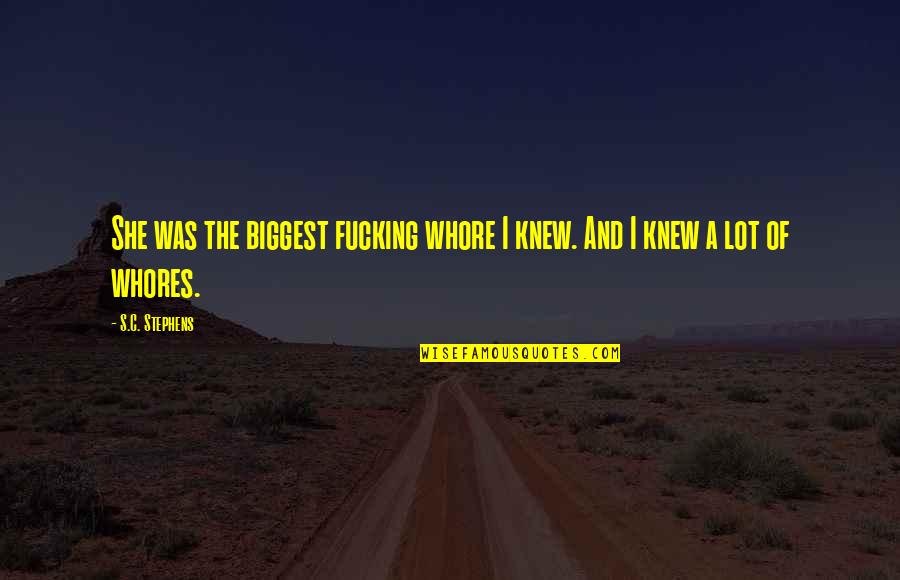 Blunder Days Quotes By S.C. Stephens: She was the biggest fucking whore I knew.