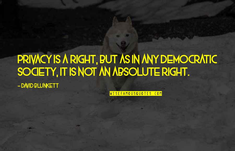 Blunkett's Quotes By David Blunkett: Privacy is a right, but as in any