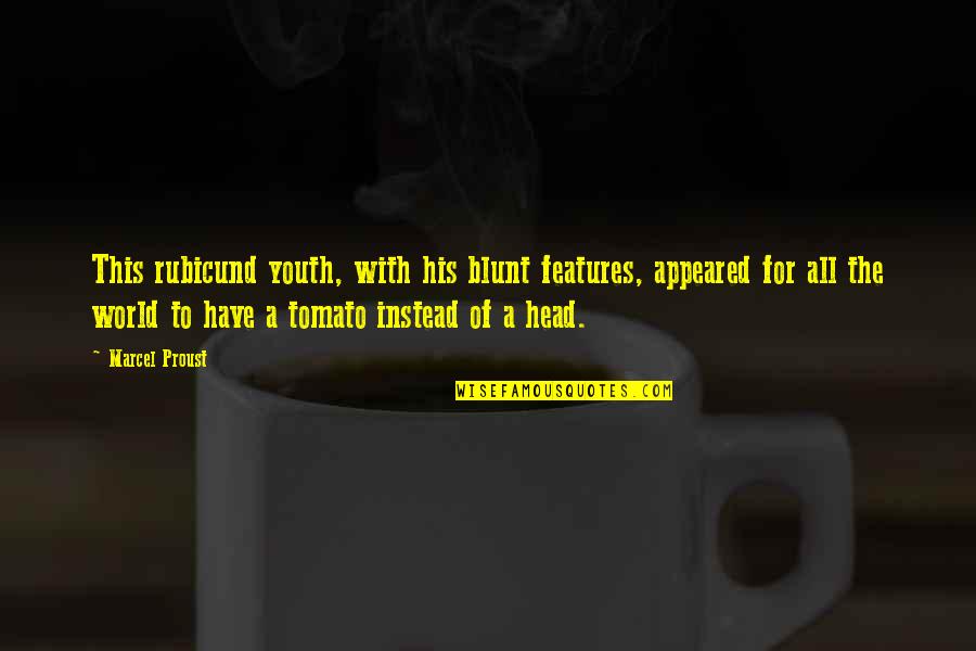 Blunt Quotes By Marcel Proust: This rubicund youth, with his blunt features, appeared Blunt Quotes By Marcel Proust: This rubicund youth, with his blunt features, appeared