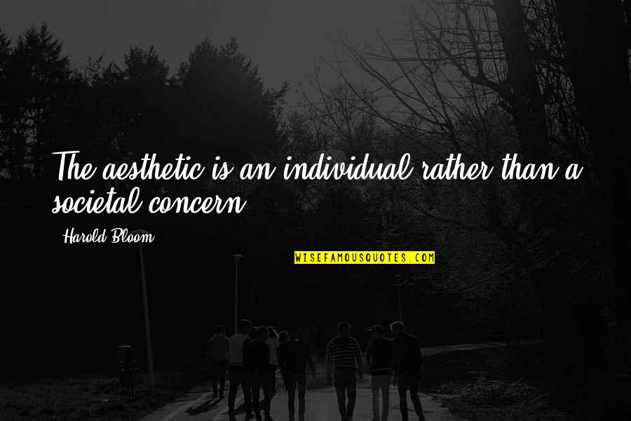 Blurb Synonym Quotes By Harold Bloom: The aesthetic is an individual rather than a