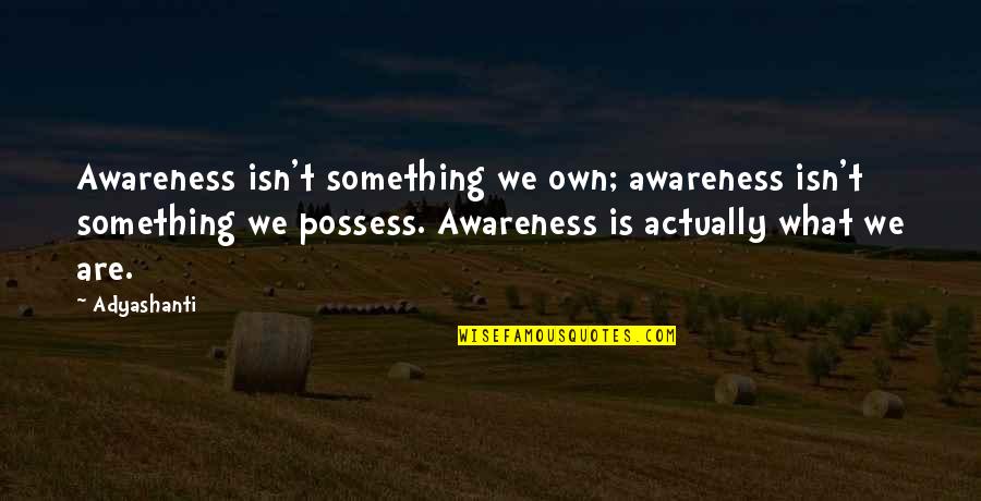 Blurting Out Quotes By Adyashanti: Awareness isn't something we own; awareness isn't something
