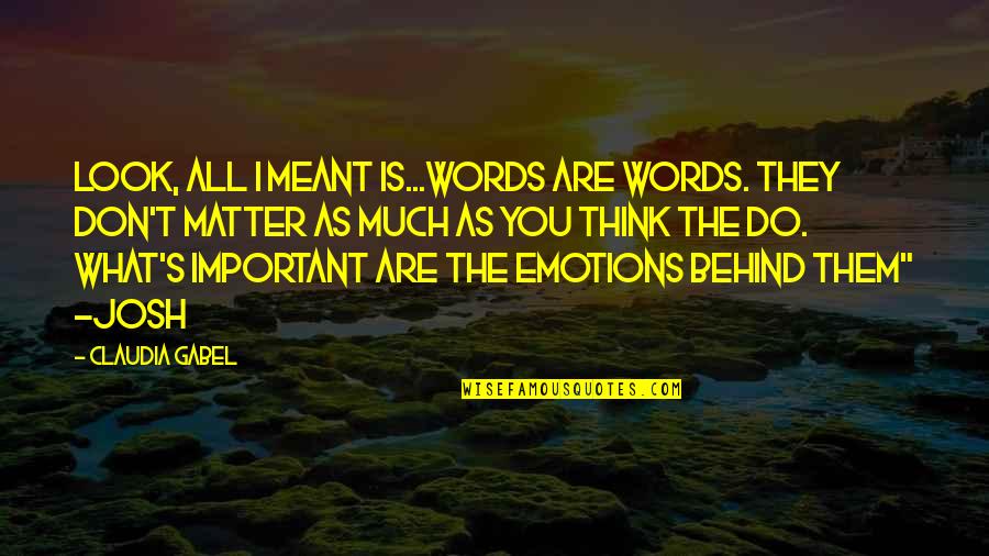 Bnonefish Quotes By Claudia Gabel: Look, all I meant is...words are words. They