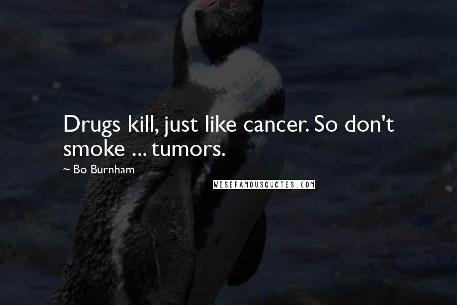 Bo Burnham quotes: Drugs kill, just like cancer. So don't smoke ... tumors.