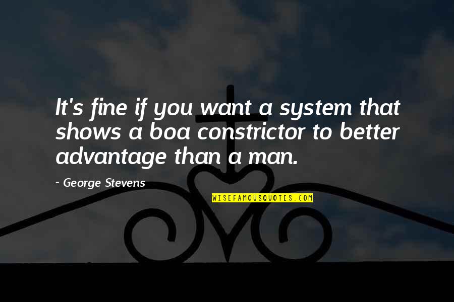 Boa Quotes By George Stevens: It's fine if you want a system that
