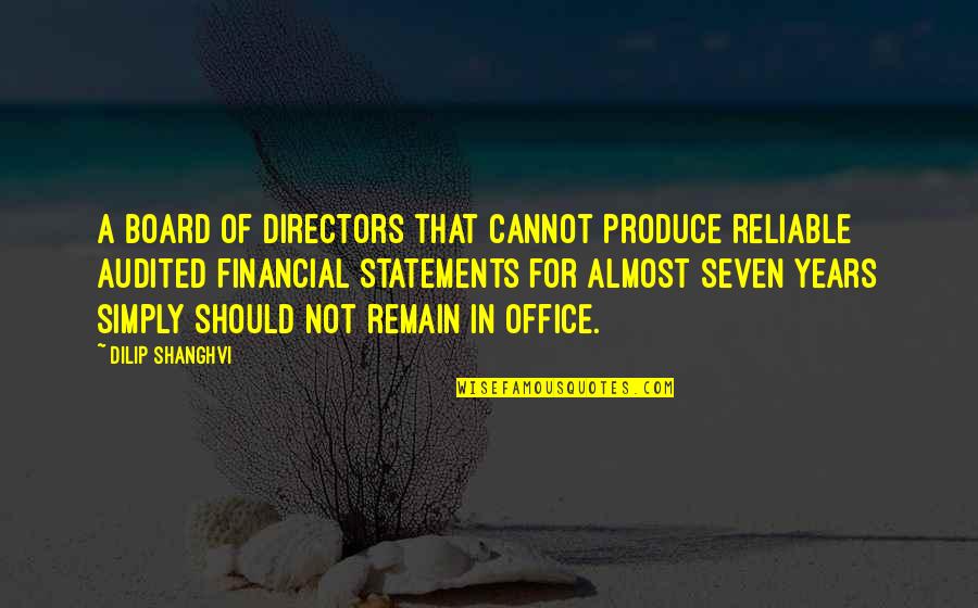 Board Of Directors Quotes By Dilip Shanghvi: A board of directors that cannot produce reliable