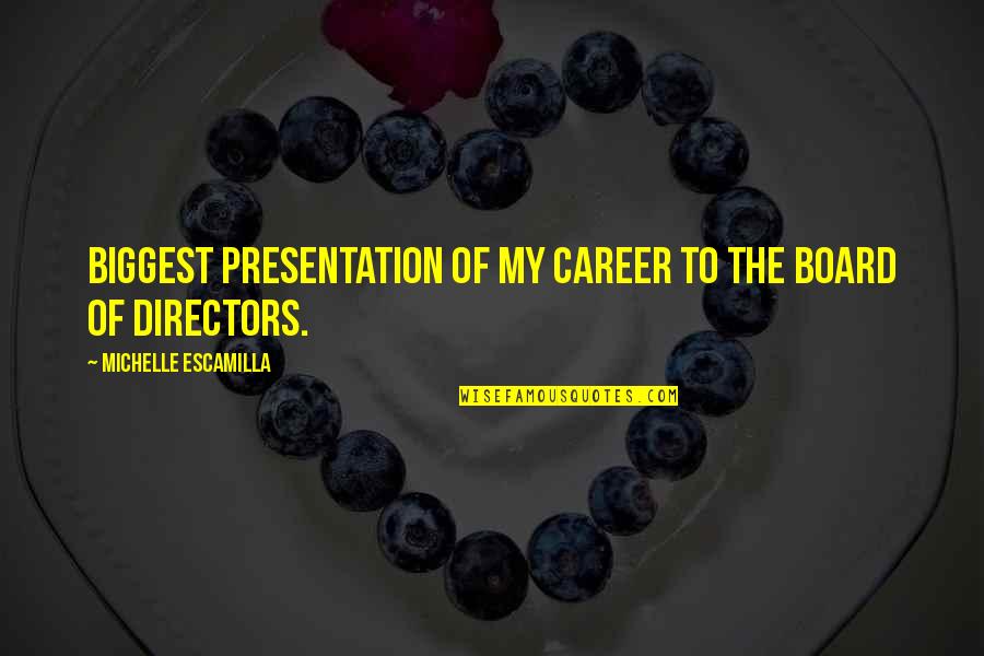 Board Of Directors Quotes By Michelle Escamilla: biggest presentation of my career to the board