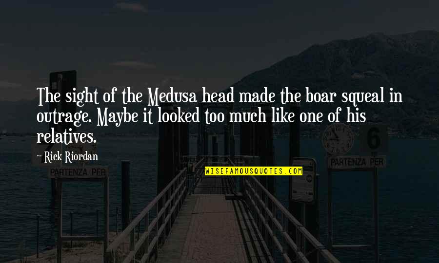 Boar's Quotes By Rick Riordan: The sight of the Medusa head made the