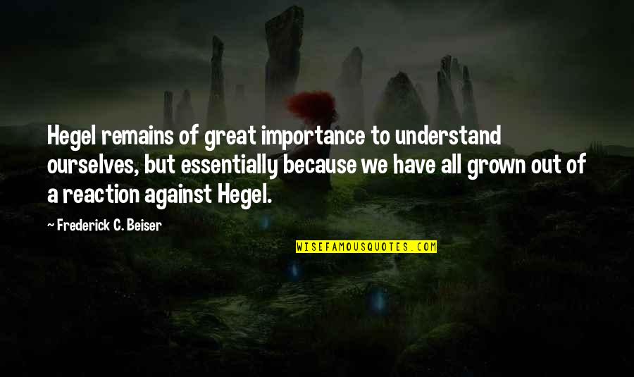 Boat Ride Quotes By Frederick C. Beiser: Hegel remains of great importance to understand ourselves,