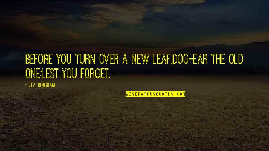 Bob Goff Leadership Quotes By J.Z. Bingham: Before you turn over a new leaf,dog-ear the