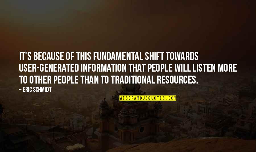 Bob Marley Most Famous Quote Quotes By Eric Schmidt: It's because of this fundamental shift towards user-generated Bob Marley Most Famous Quote Quotes By Eric Schmidt: It's because of this fundamental shift towards user-generated
