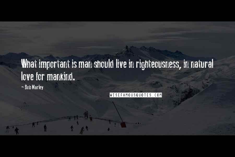 Bob Marley quotes: What important is man should live in righteousness, in natural love for mankind.