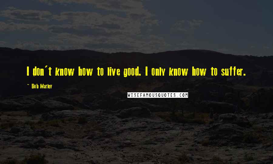 Bob Marley quotes: I don't know how to live good. I only know how to suffer.