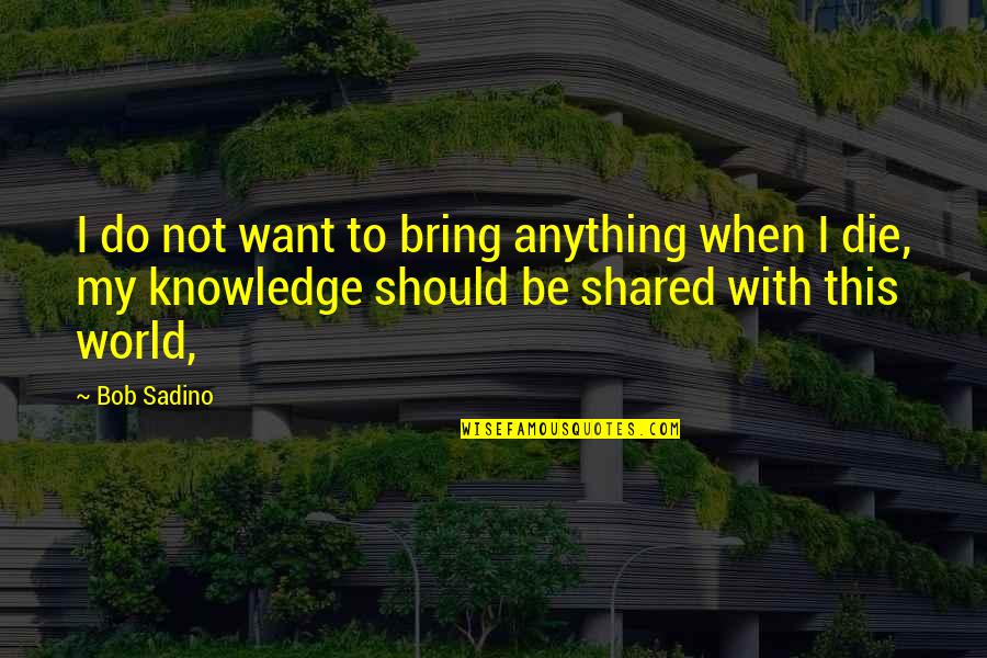 Bob Sadino Quotes By Bob Sadino: I do not want to bring anything when