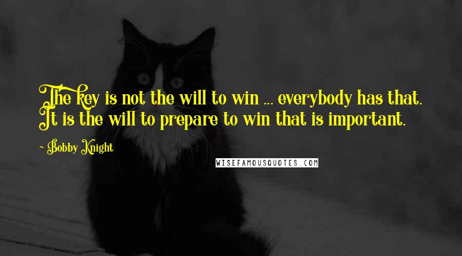 Bobby Knight quotes: The key is not the will to win ... everybody has that. It is the will to prepare to win that is important.