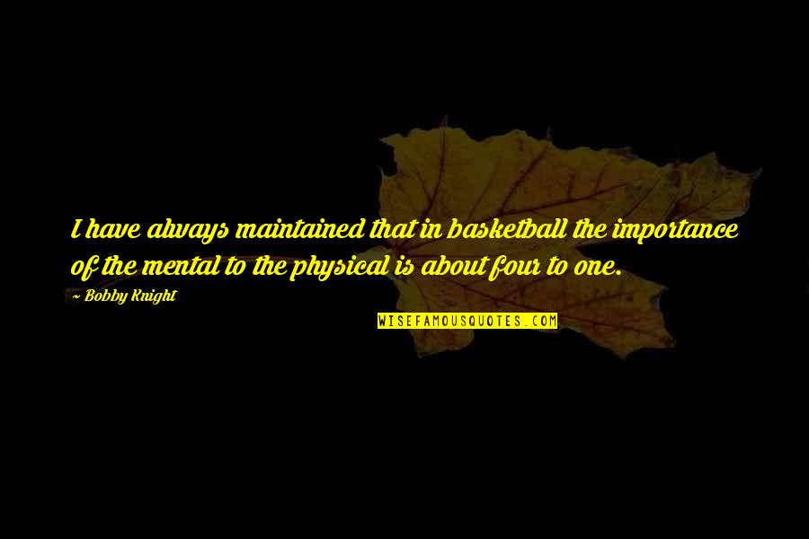 Bobby Knight Quotes By Bobby Knight: I have always maintained that in basketball the