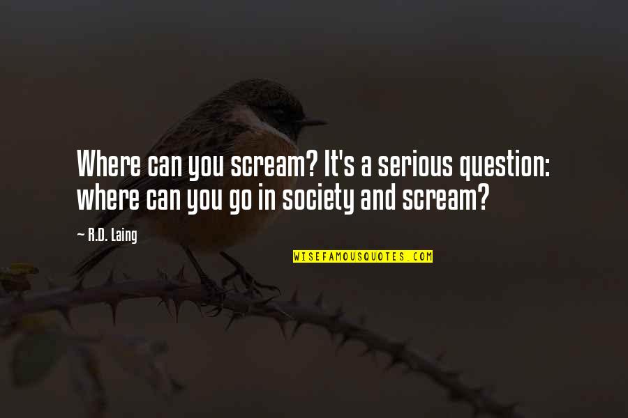 Boccanfuso In Los Angeles Quotes By R.D. Laing: Where can you scream? It's a serious question: