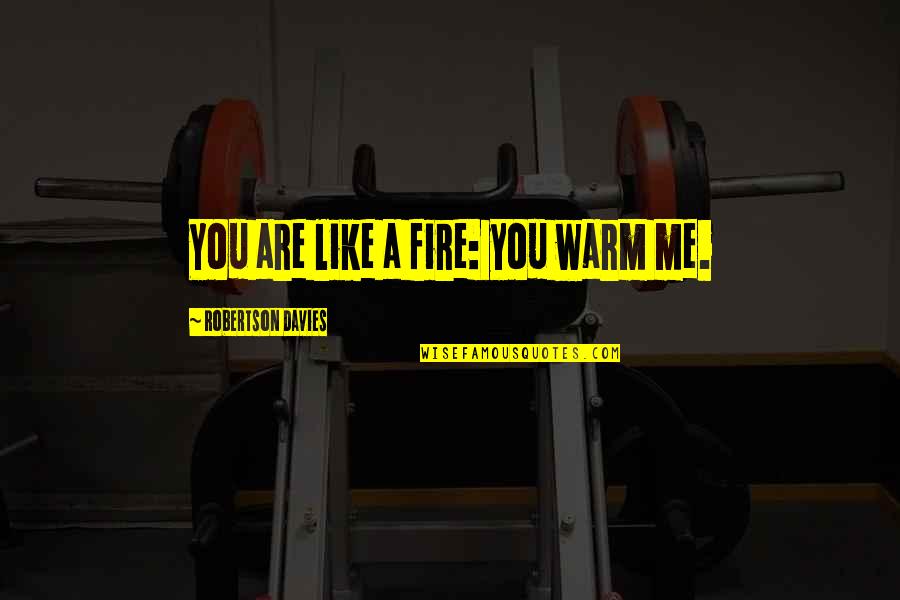Bochim Quotes By Robertson Davies: You are like a fire: you warm me. Bochim Quotes By Robertson Davies: You are like a fire: you warm me.