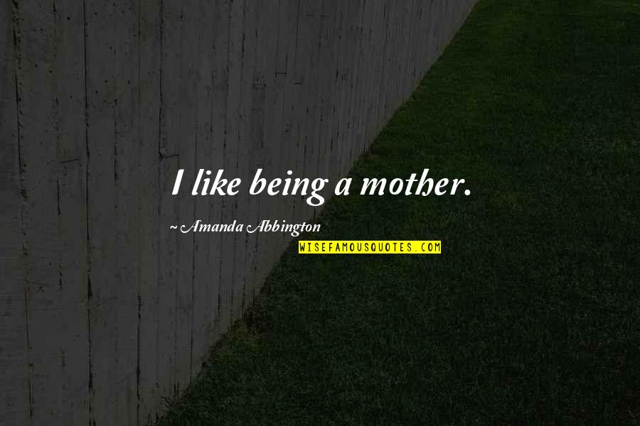 Bochmann Quotes By Amanda Abbington: I like being a mother. Bochmann Quotes By Amanda Abbington: I like being a mother.