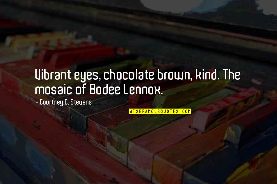 Bodee's Quotes By Courtney C. Stevens: Vibrant eyes, chocolate brown, kind. The mosaic of Bodee's Quotes By Courtney C. Stevens: Vibrant eyes, chocolate brown, kind. The mosaic of
