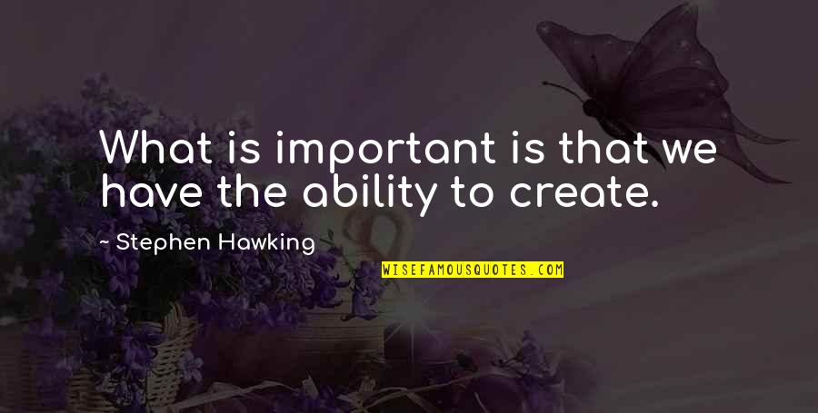 Bodements Quotes By Stephen Hawking: What is important is that we have the