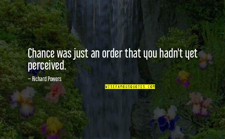 Bodhisattvic Quotes By Richard Powers: Chance was just an order that you hadn't