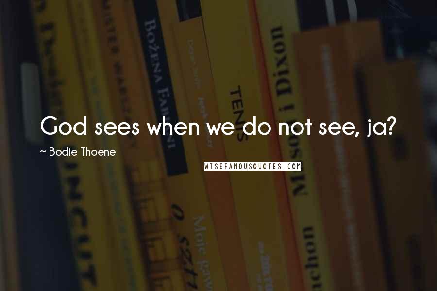 Bodie Thoene quotes: God sees when we do not see, ja?