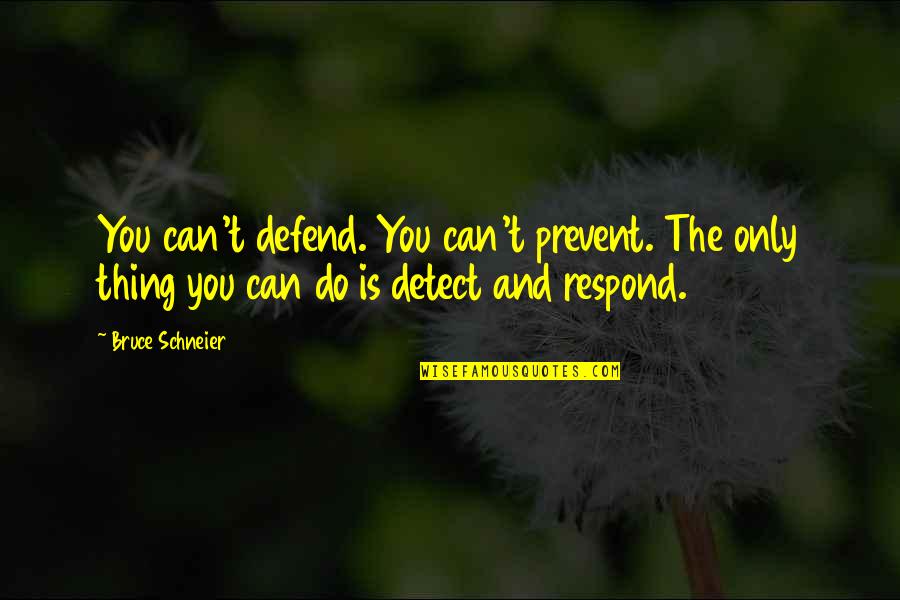 Bodinus Home Quotes By Bruce Schneier: You can't defend. You can't prevent. The only