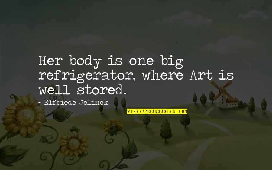 Body Art Quotes By Elfriede Jelinek: Her body is one big refrigerator, where Art