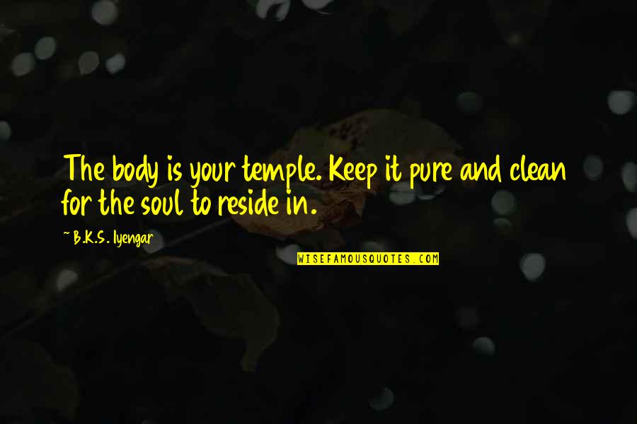 Body As A Temple Quotes By B.K.S. Iyengar: The body is your temple. Keep it pure