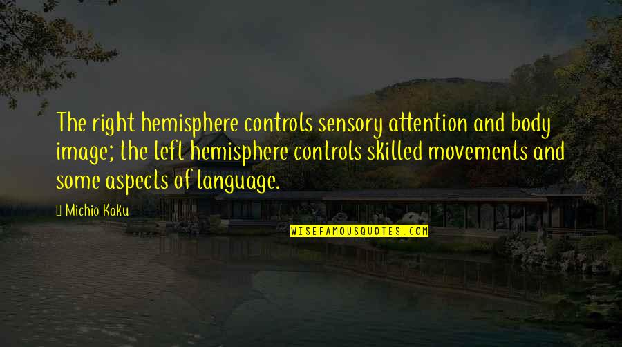 Body Image Quotes By Michio Kaku: The right hemisphere controls sensory attention and body
