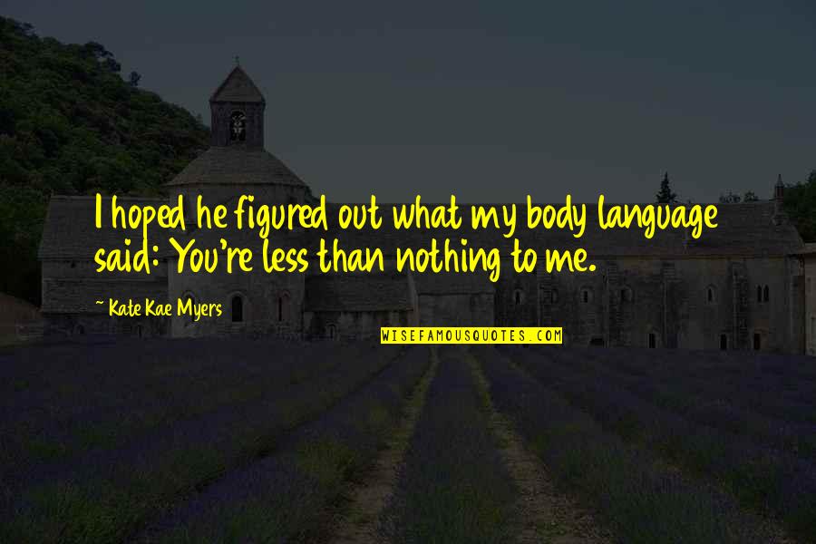 Body Language Quotes By Kate Kae Myers: I hoped he figured out what my body