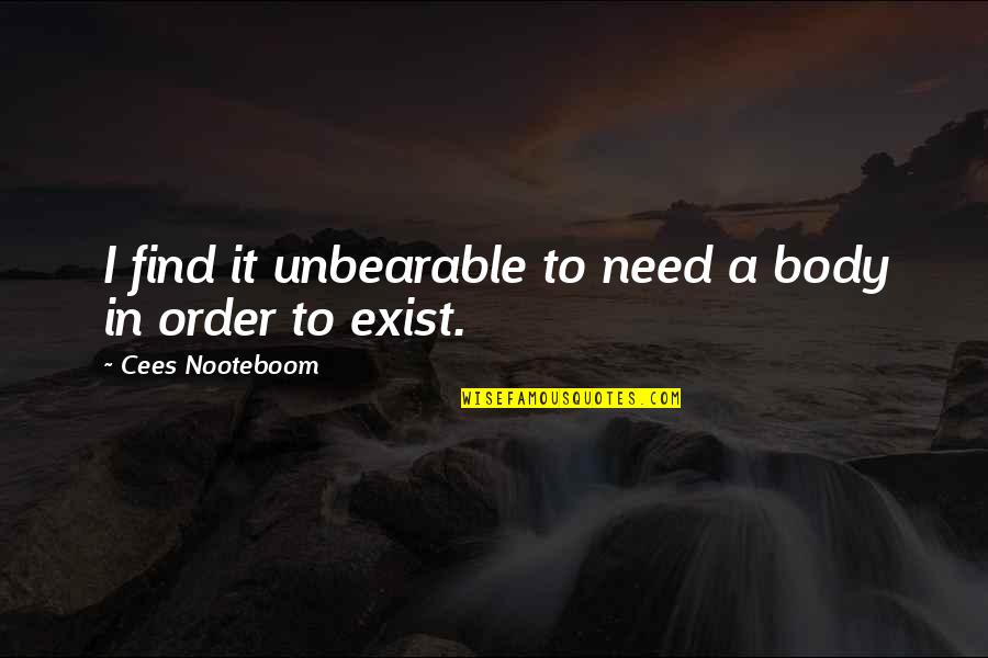 Body Order Quotes By Cees Nooteboom: I find it unbearable to need a body Body Order Quotes By Cees Nooteboom: I find it unbearable to need a body