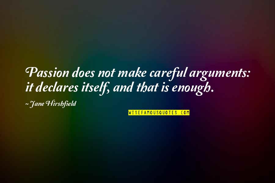 Body Positive Size Quotes By Jane Hirshfield: Passion does not make careful arguments: it declares