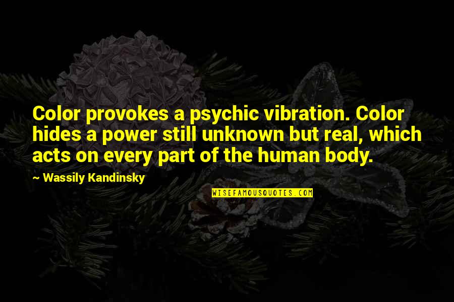 Body Power Quotes By Wassily Kandinsky: Color provokes a psychic vibration. Color hides a