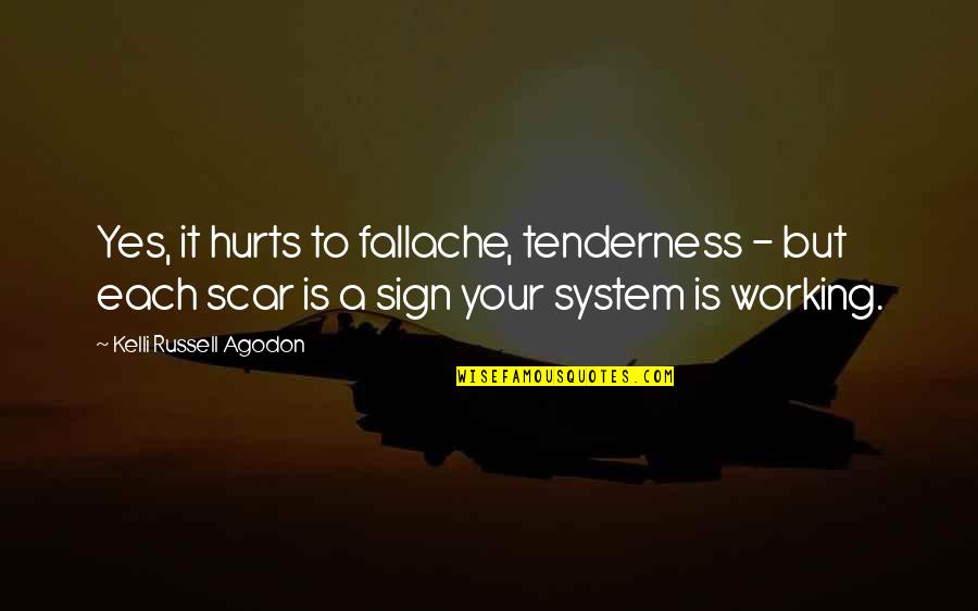 Body Scars Quotes By Kelli Russell Agodon: Yes, it hurts to fallache, tenderness - but