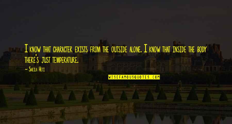 Body Temperature Quotes By Sheila Heti: I know that character exists from the outside Body Temperature Quotes By Sheila Heti: I know that character exists from the outside