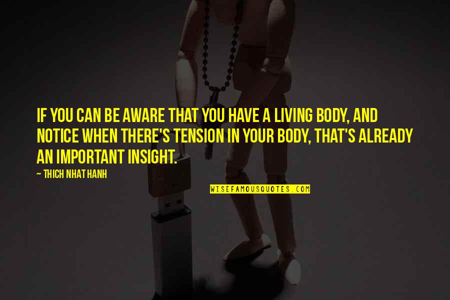 Body Transformation Quotes By Thich Nhat Hanh: If you can be aware that you have